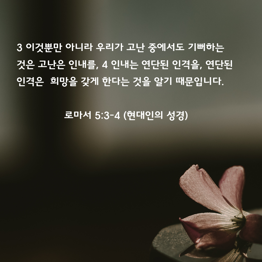 Romans 5:3-4 NIV - Yong Chang's Texas Home